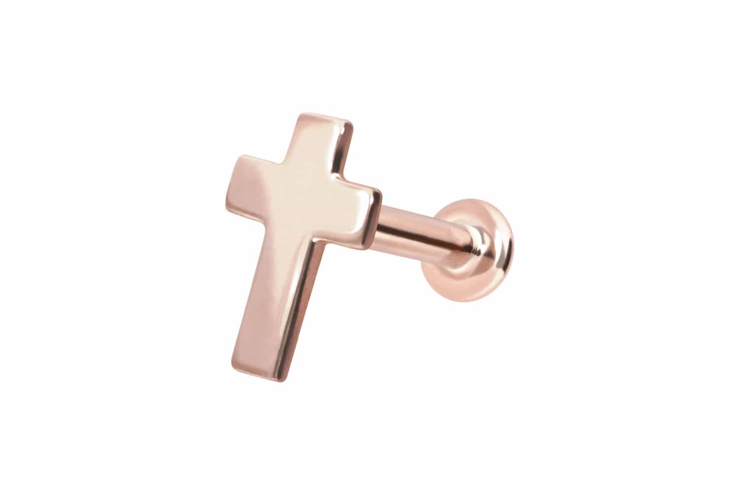 14 Karat Gold Labret Piercing mit Innengewinde KREUZ